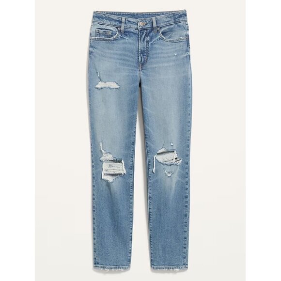 High-Waisted O.G. Straight Light-Wash Ripped Jeans - Picture 2 of 7